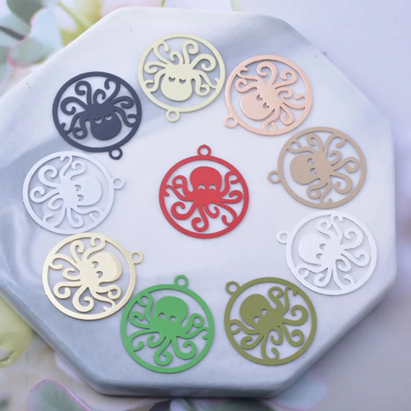 50 Stück AC12512 22*20mm Marine-Tier-Oktopus-Anhänger, grüne Messingfarbe, schwarz, roségoldfarben, passend für DIY-Schmuckzubehör