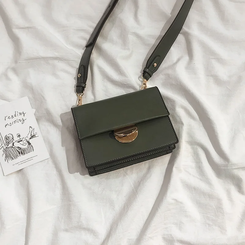 Элегантный женский манжет квадратная сумка Ретро мода новое качество PU кожа женская дизайнерская сумка замок сумка - Цвет: Зеленый
