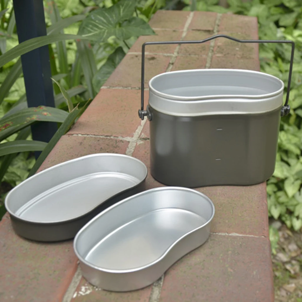 Lightweight Outdoor Lunch Box Army Soldier Set Mess Kit Canteen Kettle Pot Food Cup Bowl