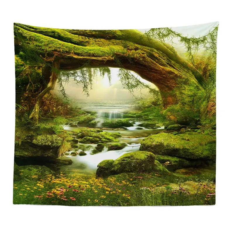Флуоресцентный лес гобелен с пейзажем богемный гостиная спальня декоративное одеяло Фреска пляжное одеяло 031 - Цвет: Флуоресцентный зеленый