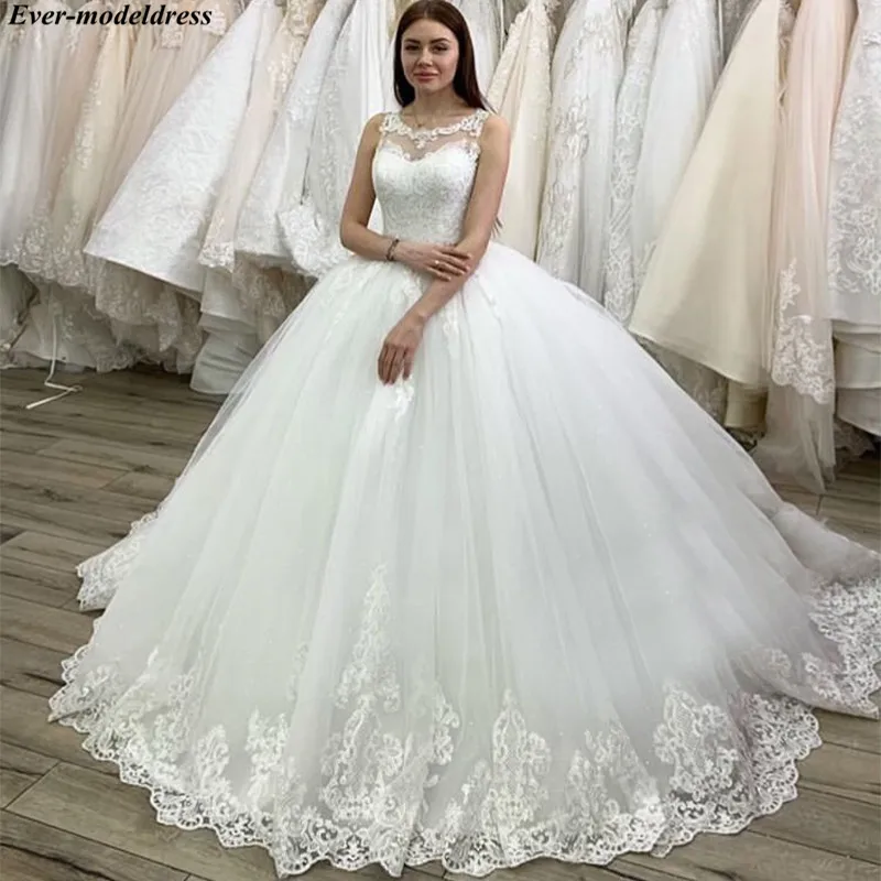 Vestido de noiva свадебное платье принцессы с кружевными аппликациями, задняя часть корсета с О-образным вырезом мяч бальное платье свадебное платье; обувь под свадебное платье для невесты