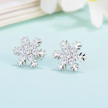 

XIYANIKE 925 Sterling Silver Korean Fashion Snowflake Small Stud Earrings for Women Christmas Accessories Party Jewelry Gifts