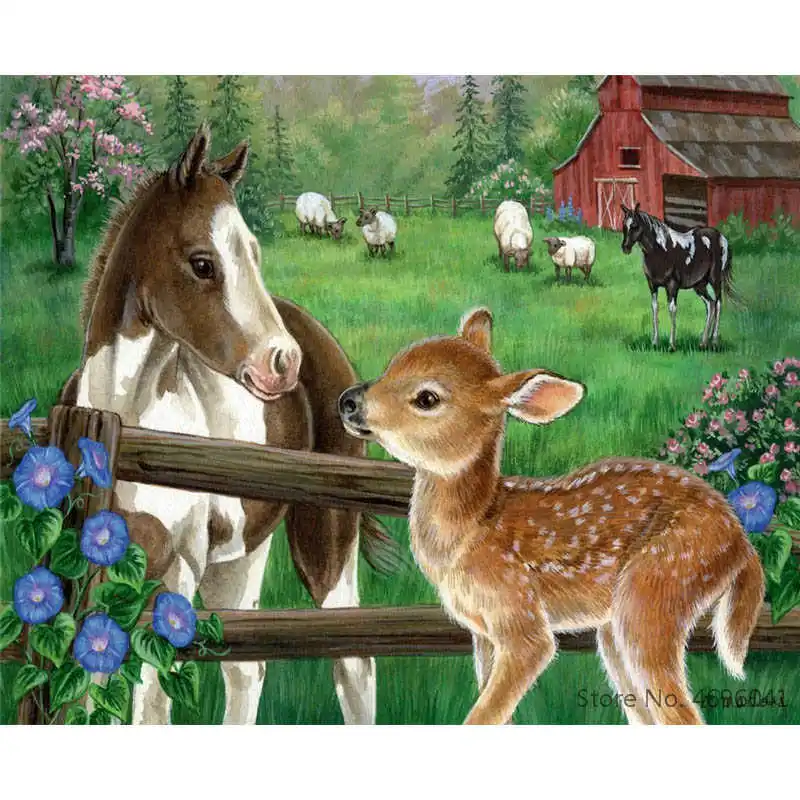 

Painting By Numbers Frameworks Coloring By Numbers Home Decor Pictures Animal Horses Decorations RSB8396