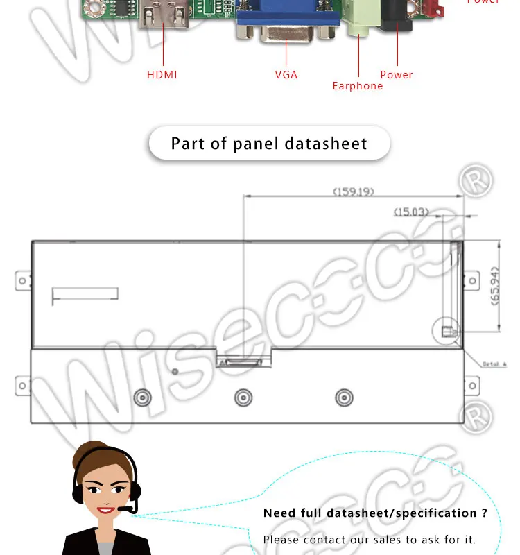 12,3 дюймовый LVDS интерфейс полосы типа высокий балл 1920*720 ЖК-экран hdmi vga привод доска
