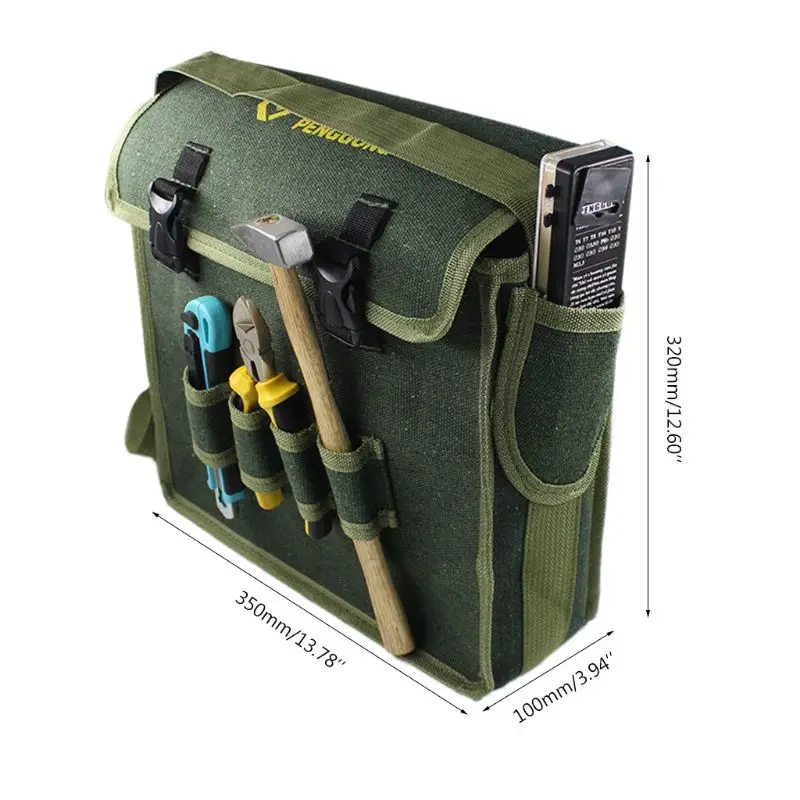 

Hardware Toolkit Shoulder Bag Waterproof Oxford Cloth Multi Organize Pockets Storage Pouch Portable Electrician Worker Supply