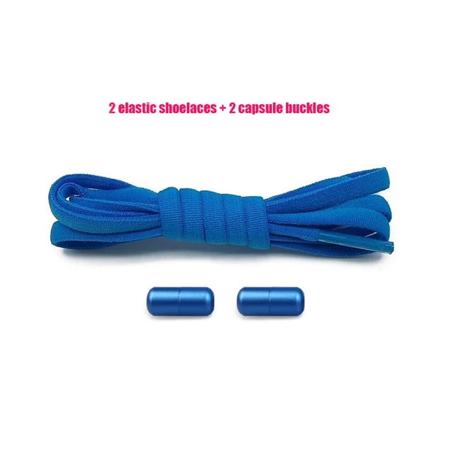 Elastic No Tie Shoelaces Semicircle Shoe Laces For Kids and Adult Sneakers Shoelace Quick Lazy Metal Lock Strings Rope Round 19PUREBLUE