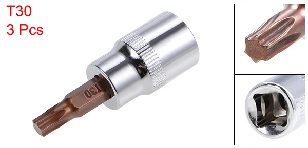 Uxcell 3 шт. Торцевая головка Torx T S2 сталь 48 мм длина T10 T15 T20 T30 T40 T45 T50 T55 T60 для DIY ручной Автомобильный ремонт