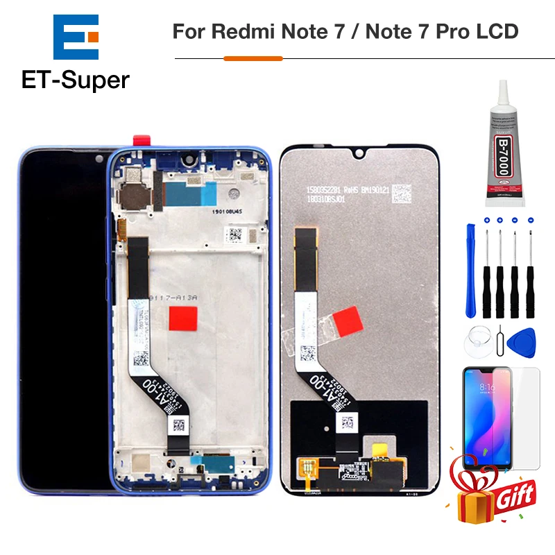 ips lcd для 6," Xiaomi Redmi Note 7 Pro ЖК-дисплей с сенсорным экраном дигитайзер сборка запасные части+ клей+ стекло+ Инструменты