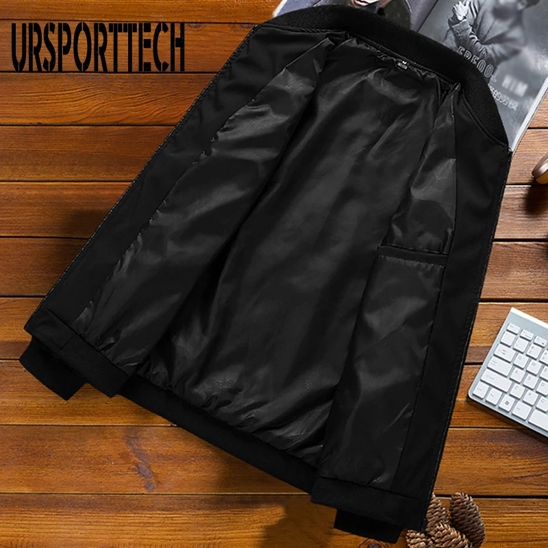 URSPORTTECH мужские куртки и пальто модные мужские осень зима молния спортивная лоскутная куртка с длинным рукавом пальто большие размеры 8XL