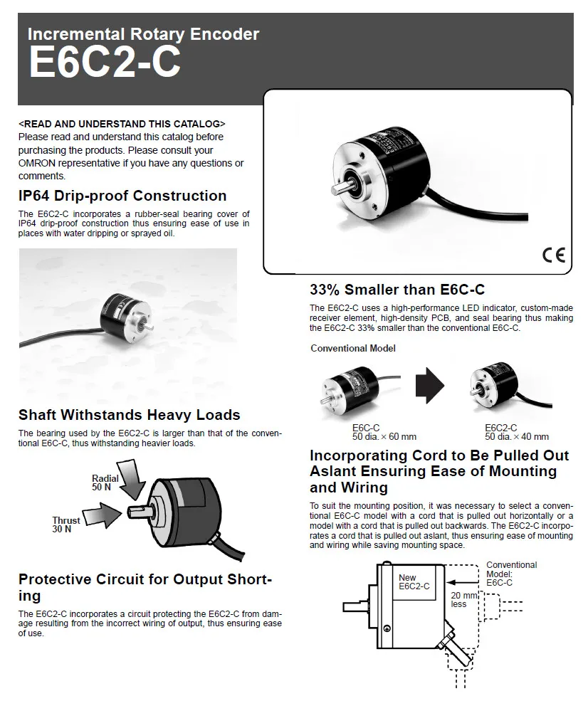 1PC Omron Rotary Encoder E6C2-CWZ6C E6C2CWZ6C 360P/R New In Box 