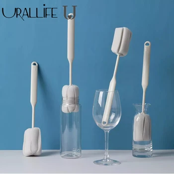 

Urallife JordanJudy Removable Cup Brush 2 pcs Gray Cleaning Sponge Cup Brush Long Handle Deep Cleaning For Baby Bottle Glass Cup