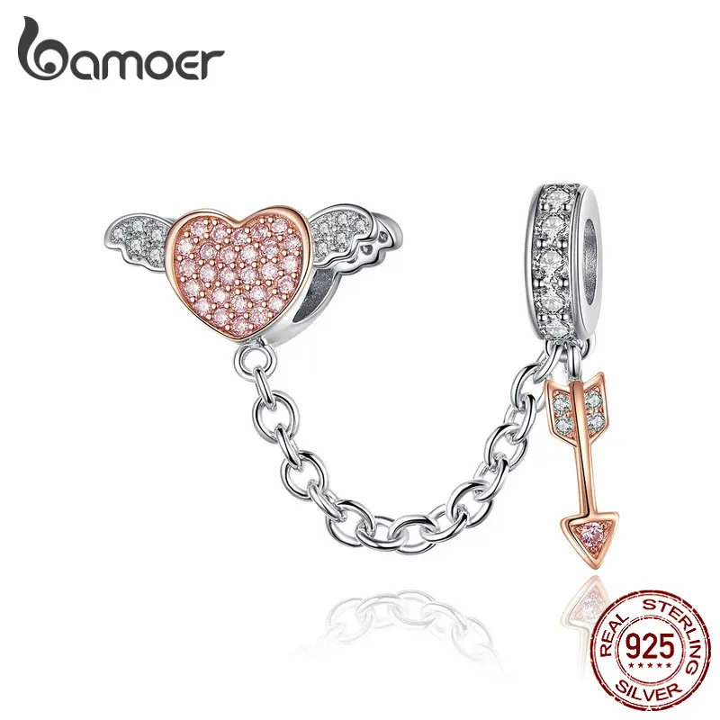 Preise BAMOER 925 Sterling Silber Pfeil des Amor Herz Flügel Liebe Anhänger Kette für Frauen Schlange Charms Armband DIY Schmuck SCC1208