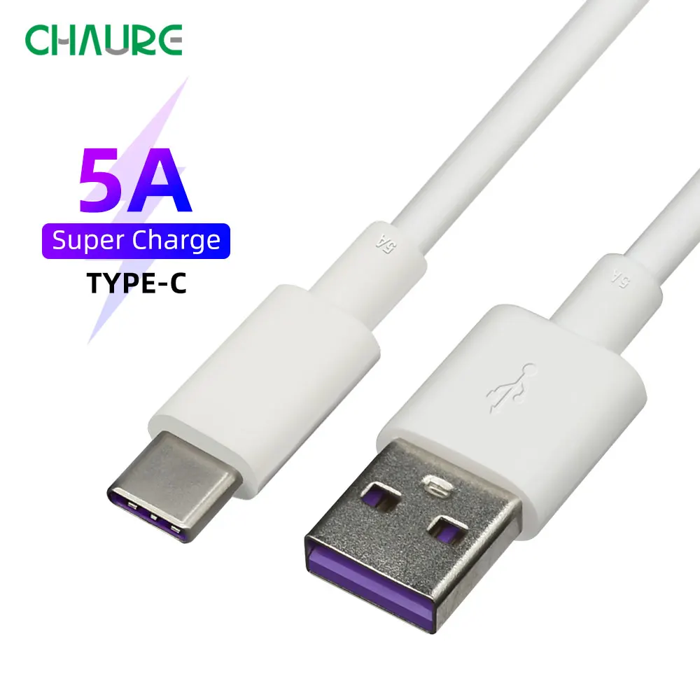 USB кабель типа C 5 А супербыстрый зарядный для Huawei P30 40 Mate 9 20 Pro зарядное устройство