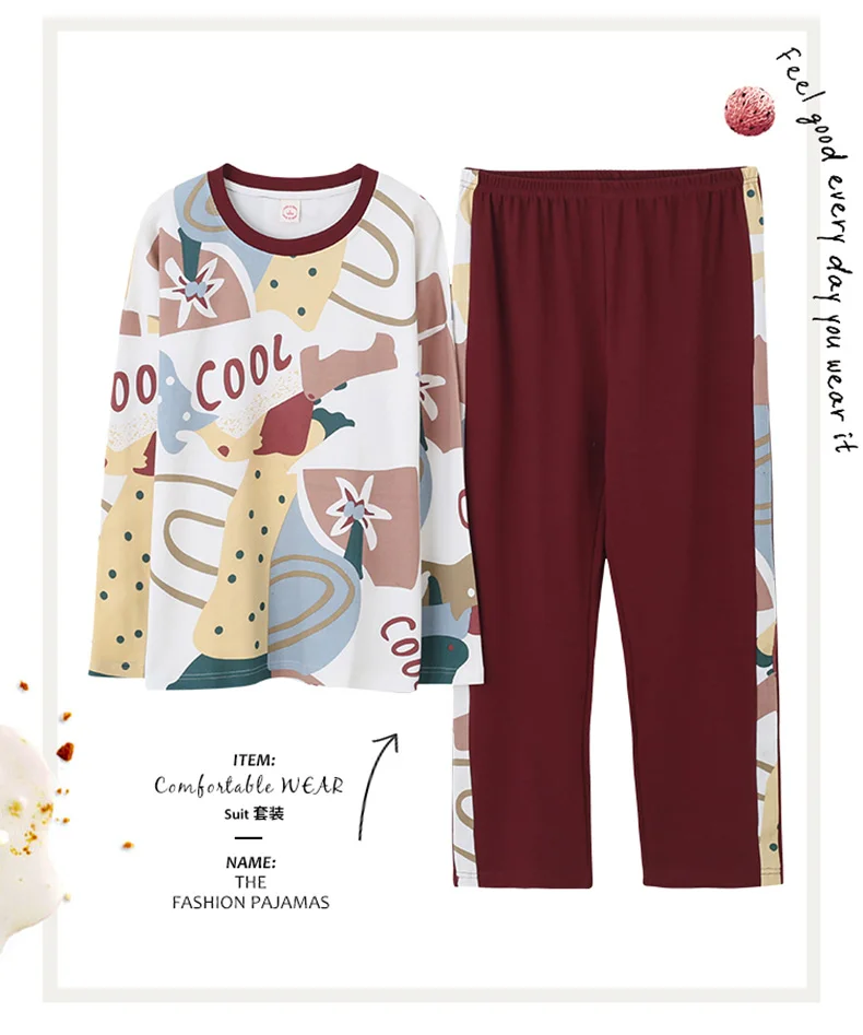 Brand Women Pajamas Sets Print Large Size M-5XL Girls Sleepwear Women's Pijamas Suit Home Clothes Pyjama Femme