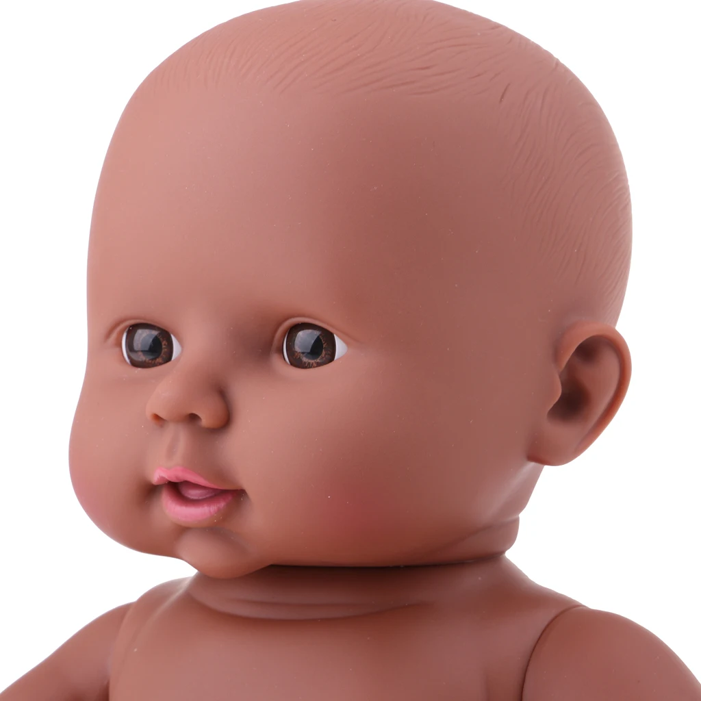 Black 30cm Vinyl Newborn Reborn Baby Girl Doll Kids Sleeping/Bath Play Toy