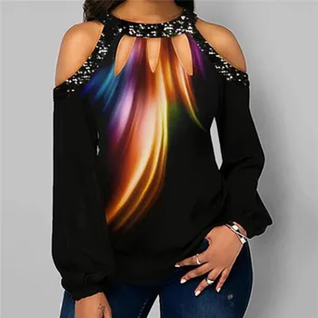

Women's T-Shirt Sexy Off Shoulder Ladies Tops Streetwear Halter Tshirt Fashion 3D Loose T-shirt Female Spring T-shirts Girls