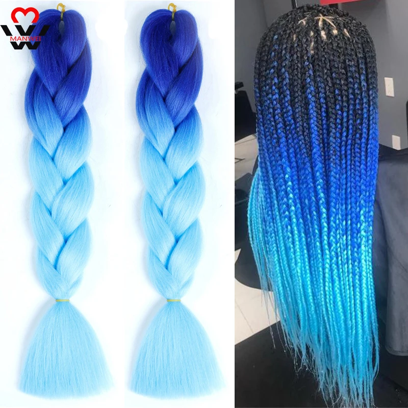 

MANWEI 100g 24 Inch Synthetic Braiding Ombre Color Synthetic Hair Extension Crochet Twist Jumbo Braiding Kanekalon Hair