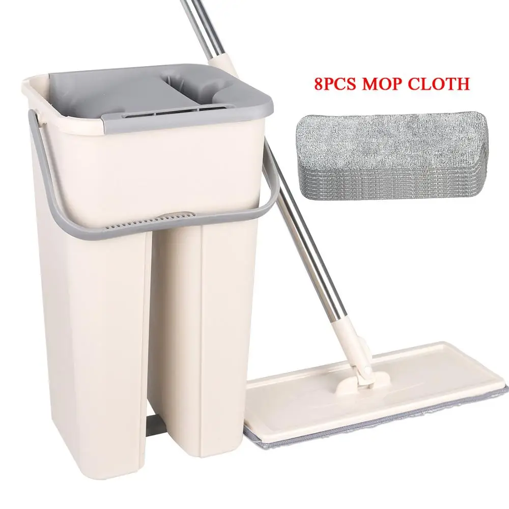 8pcs mop cloth Волшебные швабры для мытья рук, швабра из микрофибры с ковшом, сменные плоские чистящие инструменты для дома, кухни, пола, окон - Цвет: 8pcs mop cloth