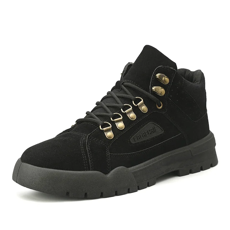 Men's Leather Casual Shoes Autumn/Winter Leather Adult Fashion Mens Casual Sneakers Men Loafers New Tooling Shoe - Цвет: Black