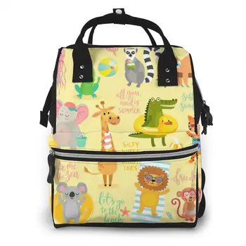 

Cute Summer Beach Animals Nappy Backpack Mummy Bag Large Capacity Mom Baby Multi-function Waterproof Outdoor Travel Diaper Bag