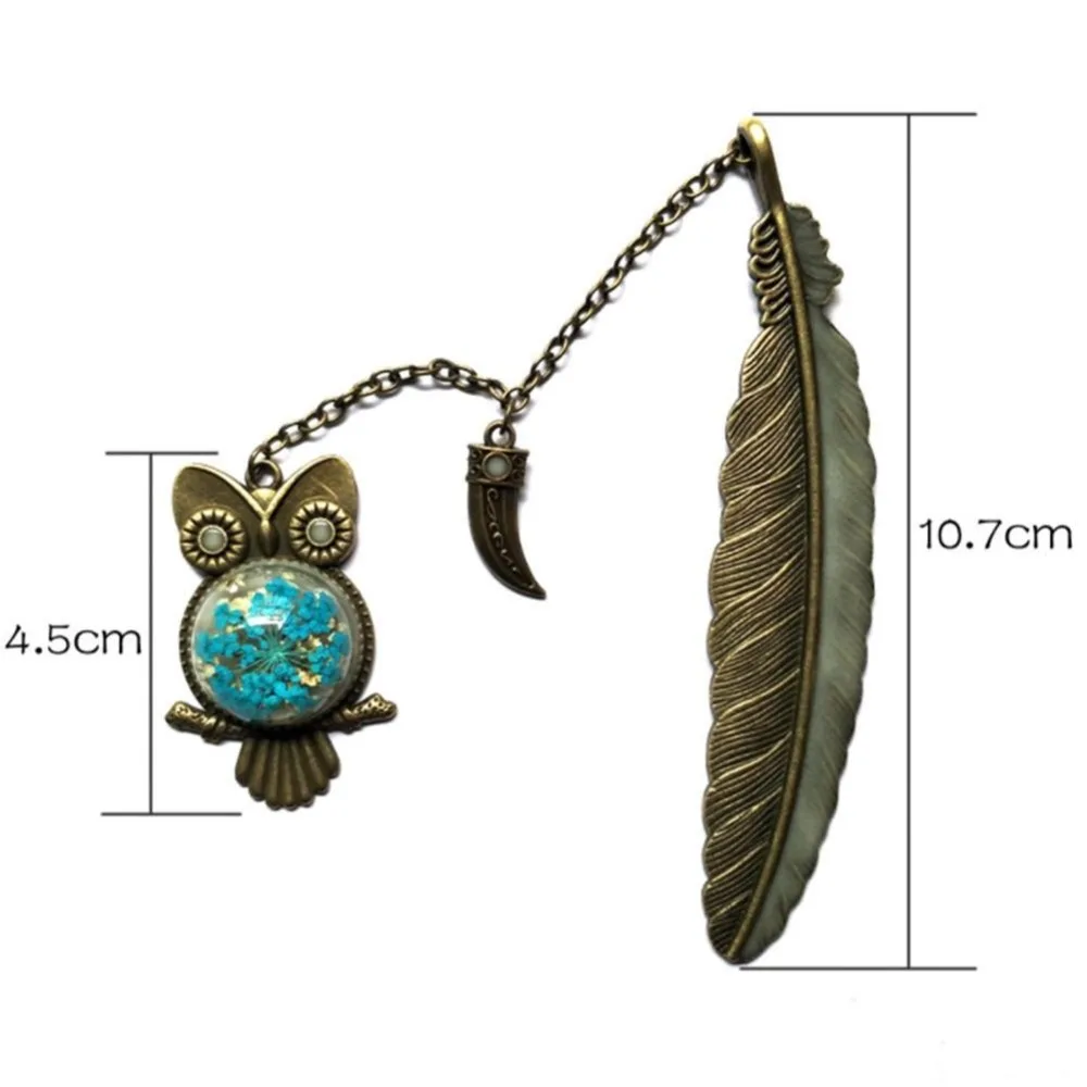 Night Stars Vintage Owl Metal Bookmark Supplies Luminous Pendant Book Marks For Glow In Dark Notebook Binder Clips Teacher Gift