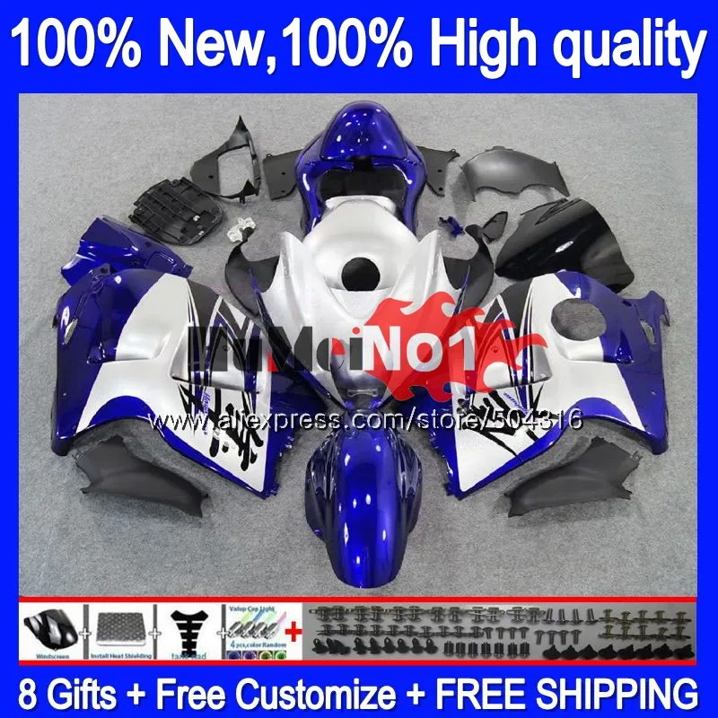 GSXR-1300 для SUZUKI Hayabusa GSXR 1300 28MC. 37 GSXR1300 2002 2003 2004 2005 2006 2007 96 02 03 04 05 06 07 обтекатель, синего и серебряного цвета