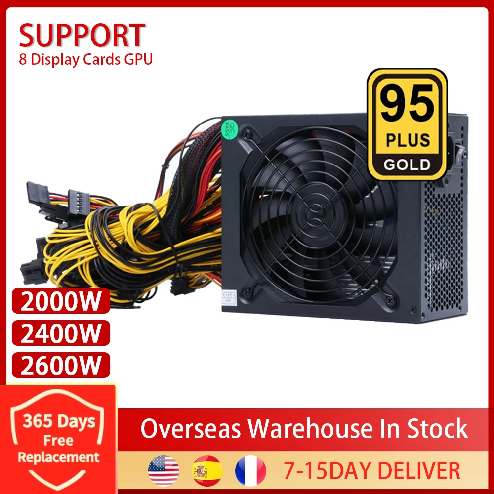 1800W 2000W 2400W 160V 240V блок питания ATX ETH горнодобывающая промышленность Биткоин Питание 95% эффективность Поддержка 8 Дисплей карты GPU для BTC Майнер биткоинов - 100 топовых товаров с Али