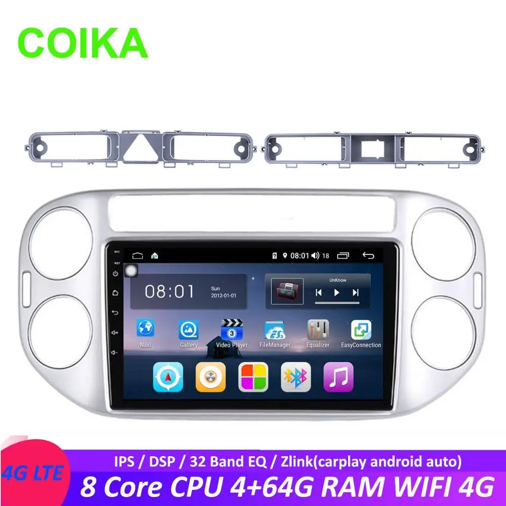 COIKA 9" Android 8.1 System Car IPS Touch Screen Stereo For Volkswagen Tiguan 2010- GPS Navi SWC Google WIFI Zlink DSP PIP