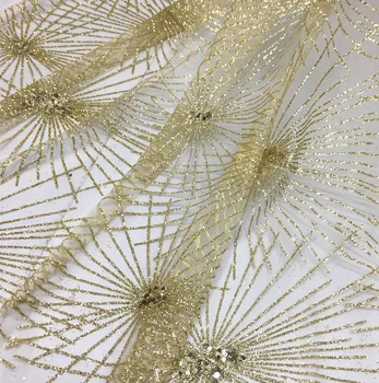 

Bronze Mesh Fireworks Wedding Dress Sequined Gliter Fabric Sewing Costura Telas Por Metro Material Vintage Clothes Stoff Tecidos