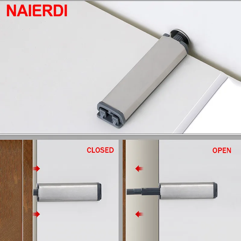 10PCS NAIERDI Door Stopper Cabinet Catches Stainless Steel Push to Open Touch Damper er Soft Quiet Closer Furniture Hardware door catches door stops cabinet door stop