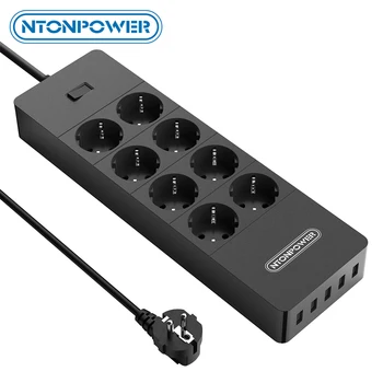

NTONPOWER Multi-Plug Power Strip EU Extension Cord Socket Surge Protector with USB Electrical Plug Energy Saver for Home Office