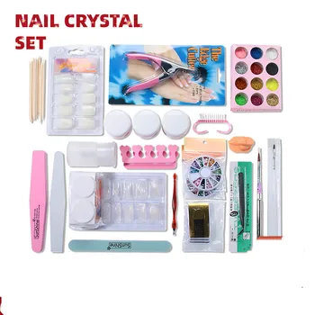 

Nail Kit Professional Set Manicure Nail Art Tools Kit Brush Nail Tips File Polygel Rhinestone Fake Finger Nail Practice DIY