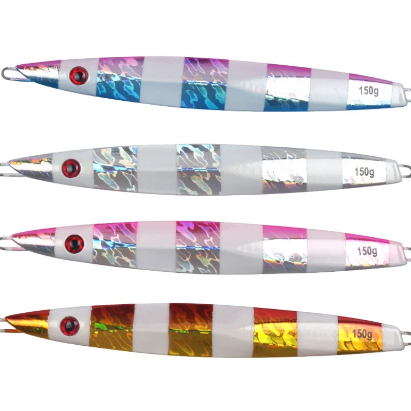 

Fishing Jigging Lure Lead Metal Luminous 150g 4 Colors Saltwater Fishing Lure Fast Sinking Deepsea Iron Plate Bait