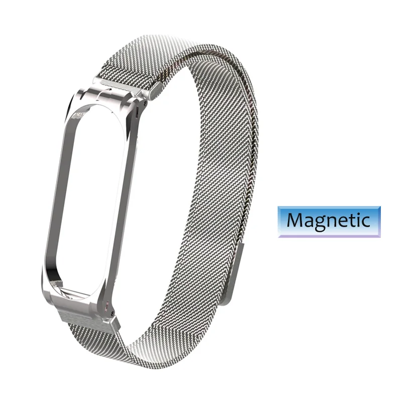 Magnetic silver Металлический браслет для mi Band 4 ремешок mi band 4 ремешок на запястье из нержавеющей стали ремешок для mi Band 3 mi Band 3 Аксессуары для ремня - Цвет: Magnetic silver