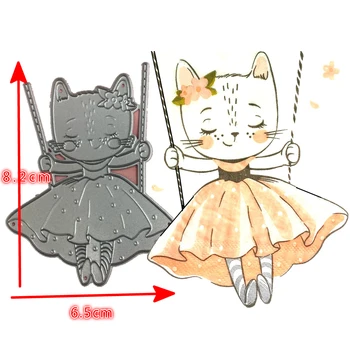 

1pcs lovely Cat play swing Cut Dies Stencils for Scrapbooking Stamp/photo album Decorative Embossing DIY Paper Cards