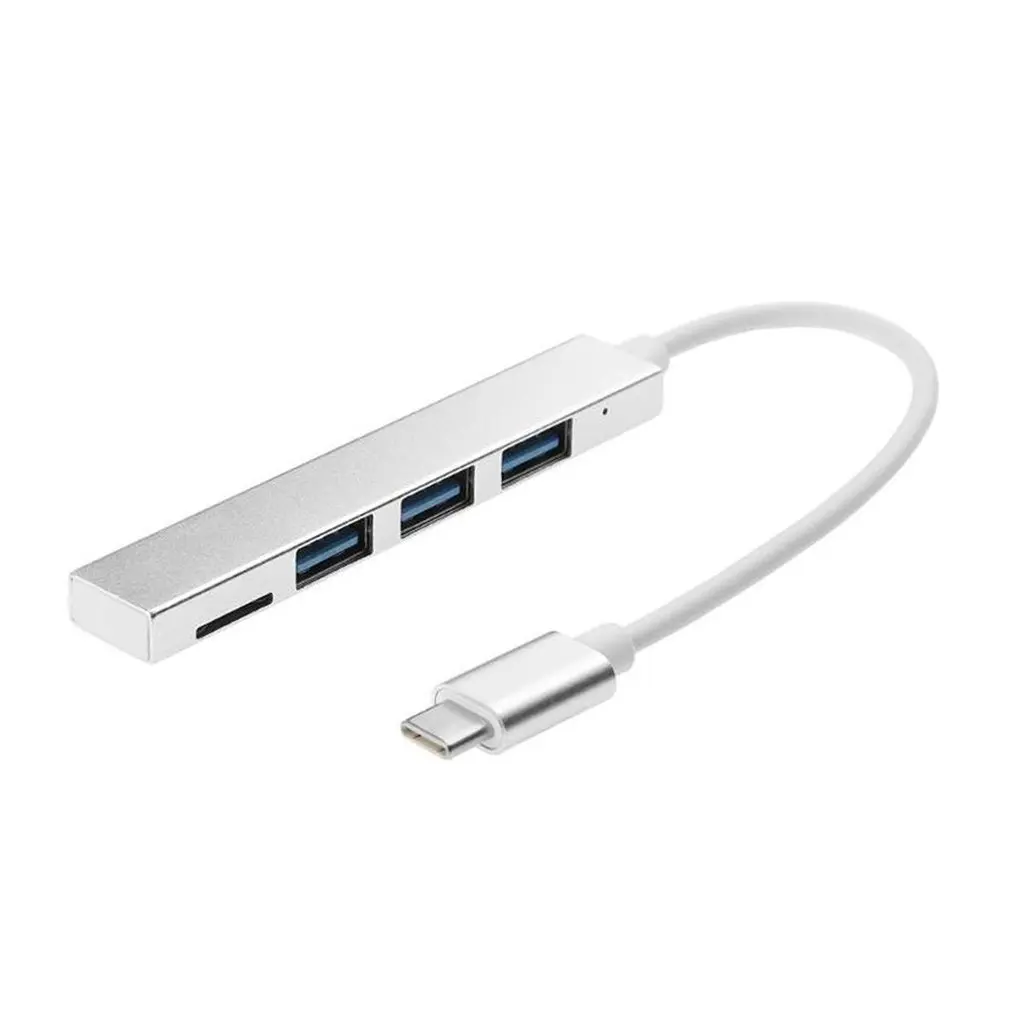 Silver 4 в 1 USB 3,1 type-C концентратор USB 3,0 из магниевого сплава концентратор с TF слот для чтения 3 порта для MacBook Pro/Air - Color: Silver