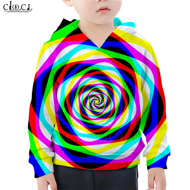 Colorful Swirl Illusion Hoodie 3D Print Sportswear Baby Boy Children Funny Hoodies Harajuku Streetwear Cute Baby Girl Kids Tops