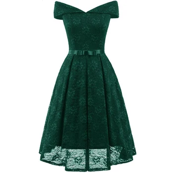 

Elegant Evening Party Dresses Summer Plus Size Crochet Lace Dress Women Slash Neck Short Sleeve Embroidery Floral Vintage Dress