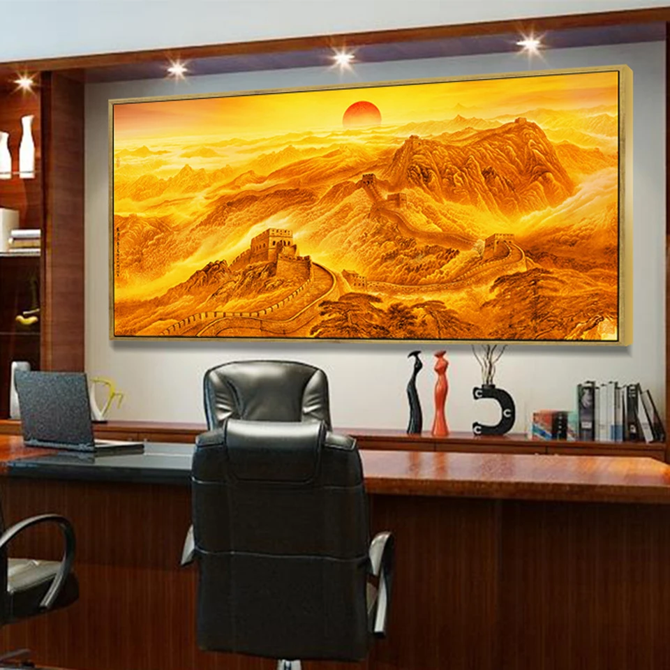 5D Diamond painting Wanli Great Wall Backing Map Office Feng Shui Lucky Background Wall Paintings Living Room Landscape Painting