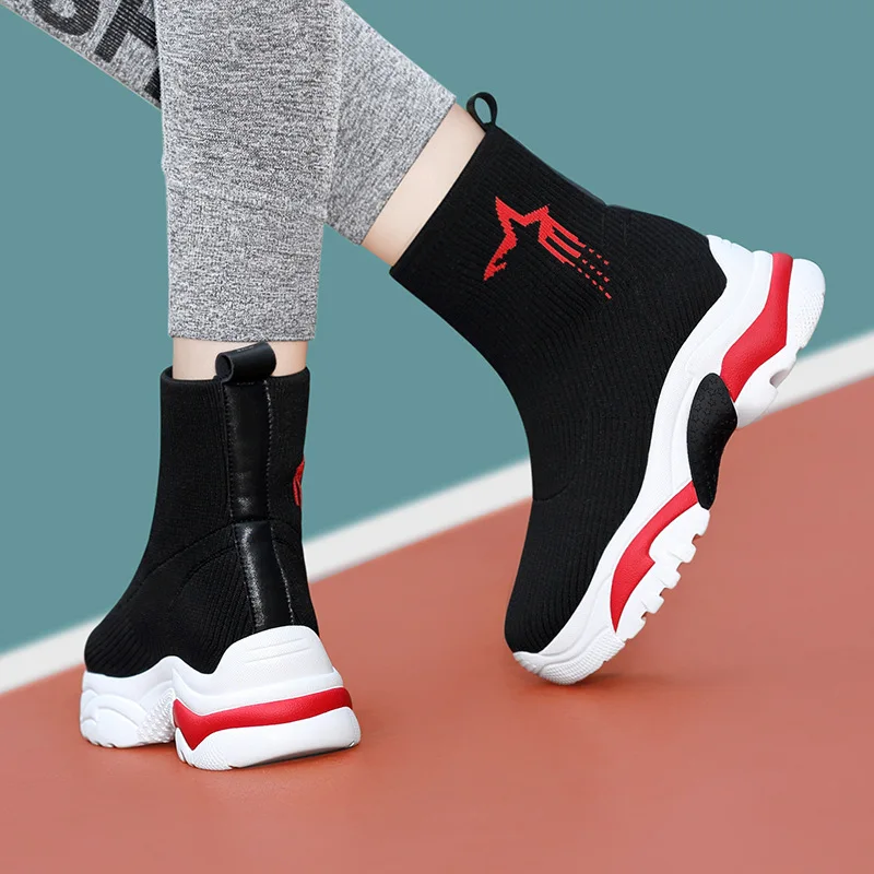 

2018 Autumn And Winter New Style wa zi xie Women's Korean-style Versatile plus Cotton round-Toe Flat Heel High Shoes Foot Coveri