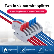 

2 in 4 out 2 in 6 out Can be Fixed and Pressed Self-Locking Quick Terminal Connector Strip Light Wire Connection Terminal Splice