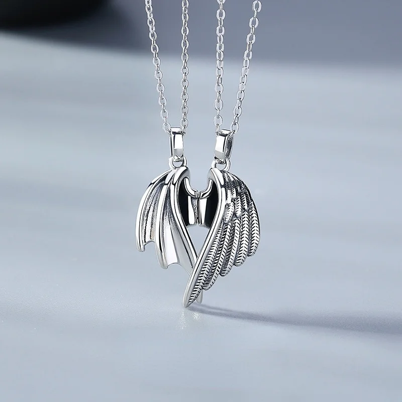 Lovers Necklace Fashion Creativity Devil and Angel Wing Pendant Men Women Eternal Love Jewelry Birthday Gift | Украшения и