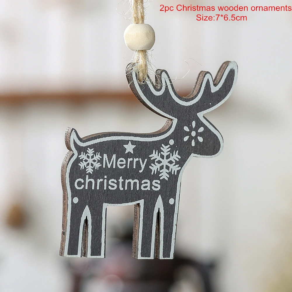 Новогодний деревянный декор, рождественские украшения, подвесные Подвески, рождественские украшения для дома, орнамент с рождественской елкой, Q - Цвет: 44-5