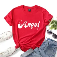 

Summer Women T Shirt Top Casual Round Neck Fashion Loose White Letter Cartoon Print Shirt Camiseta De Manga Corta Plus Size