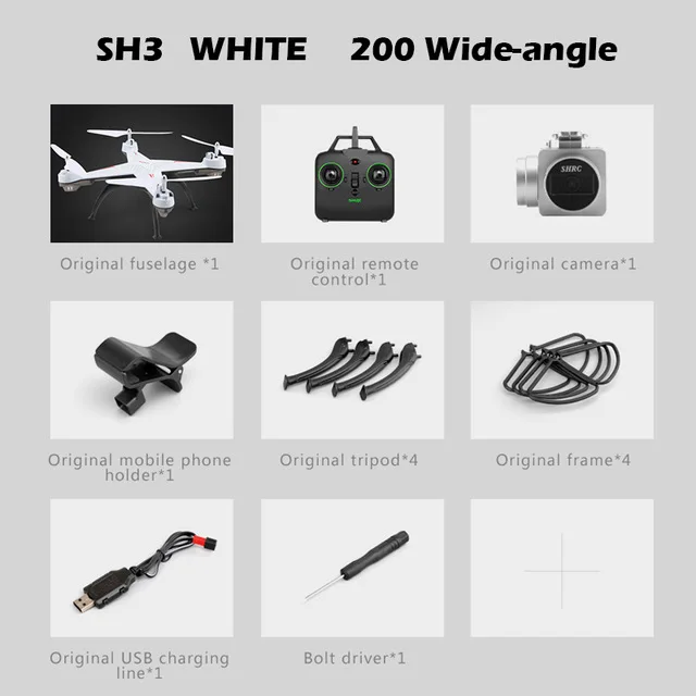 2mp wide angle white Большой SH3 р/у Дрон с HD Камера 2,4 GHz 4-осевой Квадрокоптер с режимом headless светодиодный свет Вертолет Дистанционное Управление игрушечные самолеты - Цвет: 2mp wide angle white