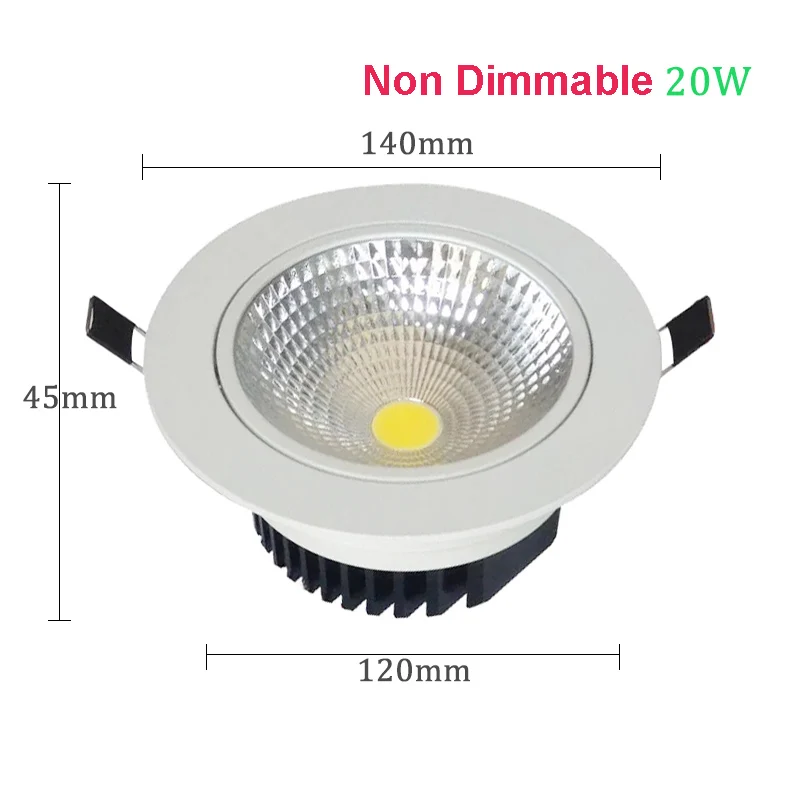 20W Non Dimmable Встраиваемый потолочный светильник COB 5 Вт 7 Вт 10 Вт 15 Вт 20 Вт 24 Вт с регулируемой яркостью светодиодный потолочный светильник с отражателем Светодиодный точечный светильник s - Испускаемый цвет: 20W Non Dimmable