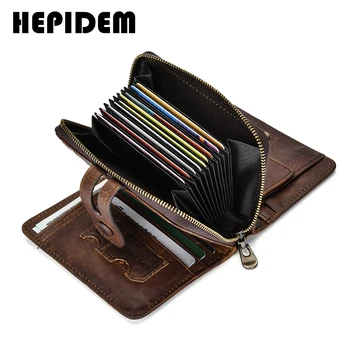 

HEPIDEM RFID High Quality Genuine Leather Wallet 2020 New Front Pocket Money Dollar Credit Card Bill Purse for Men 2090