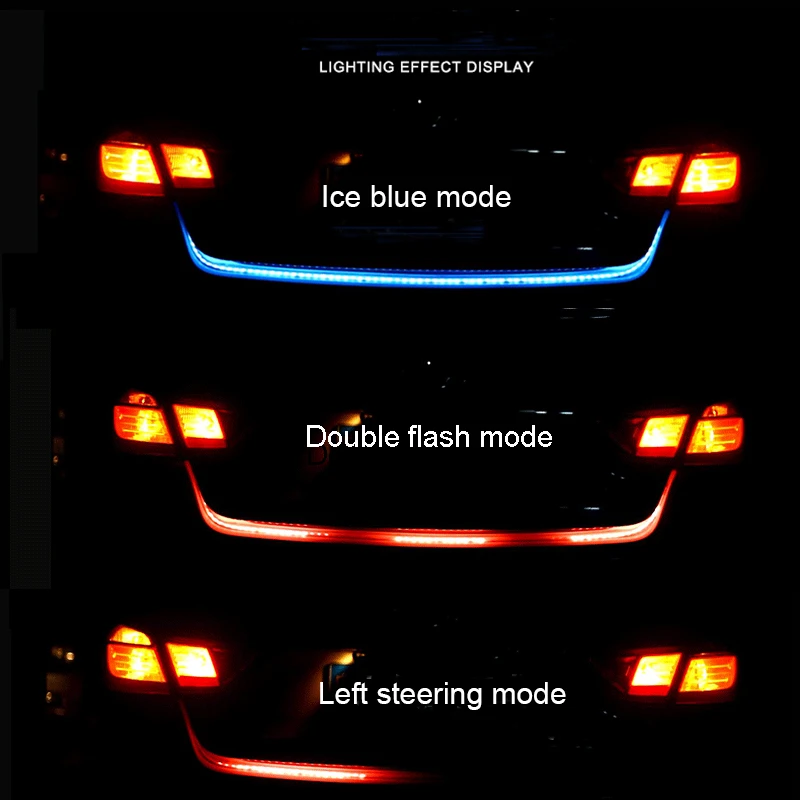 자동차 후면 주차 조명 스트리머 플로팅 말 다채로운 LED 조명 12V 자동차 트렁크 미등 브레이크 방향 지시등시그널 램프