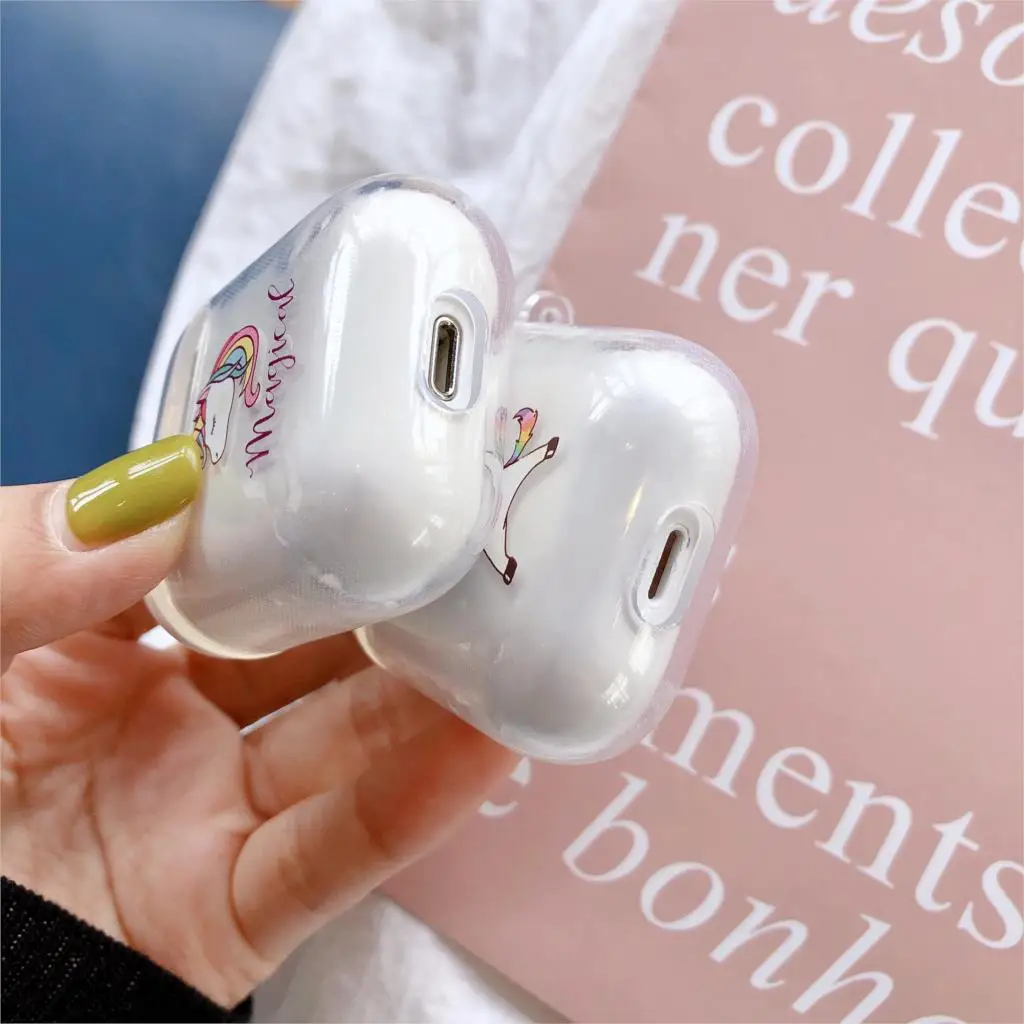 Милый рисунок единорога прозрачные чехлы для Apple AirPods 2 крышка зарядки Air Pods прозрачный мягкий силиконовый защитный AirPods2 Fundas