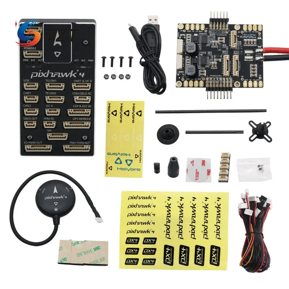 TZT Pixhawk PX4 Полетный контроллер комплект алюминиевый чехол 32 бит ARM RC часть с M8N gps и плата питания